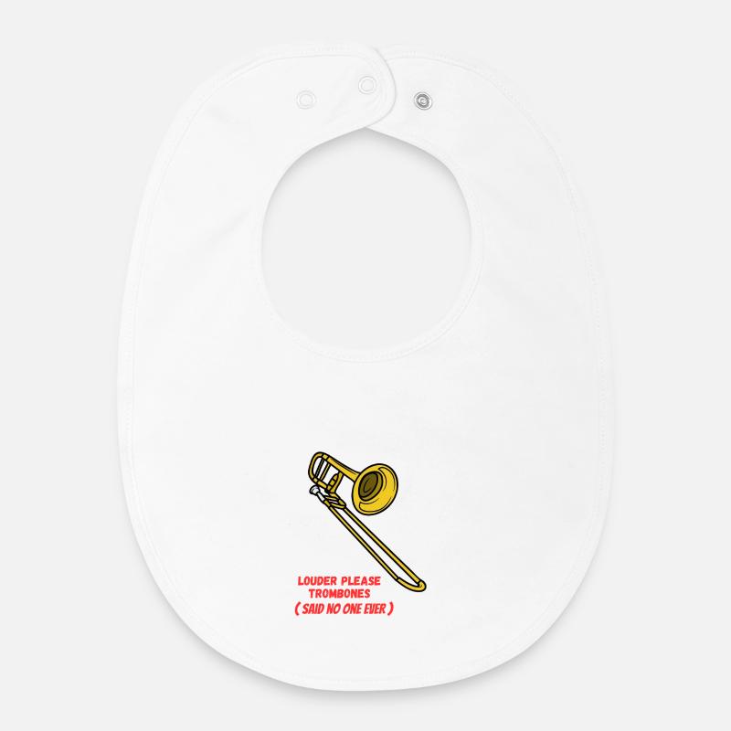 Louder_please_Trombones - Bavoir bébé bio - blanc