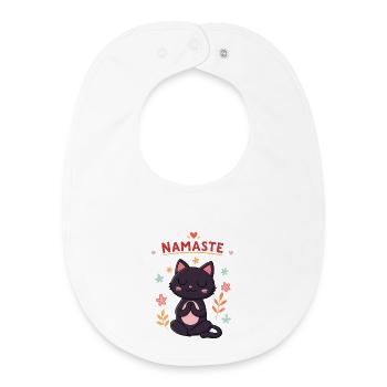 Zen-Katzen-Namaste und Pastellblumen - Baby Organic Lätzchen - Weiß - Vorne
