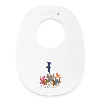 Hai über bunte Blätter - Baby Organic Lätzchen - Weiß - Vorne