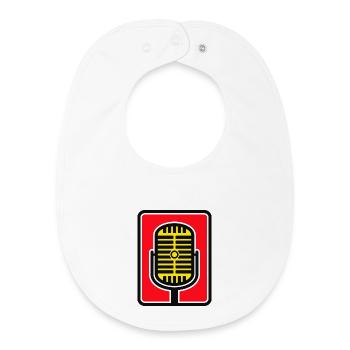 Vintage Mic Icon in Bold Red - Baby Organic Bib - white - Front
