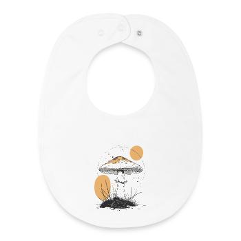 Mondschein Waldpilz Silhouette - Baby Organic Lätzchen - Weiß - Vorne