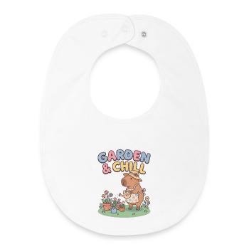 Garden & Chill Capybara Illustration - Baby Organic Bib - white - Front