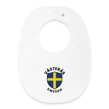 Swedish Flag Shield Emblem - Baby Organic Bib - white - Front