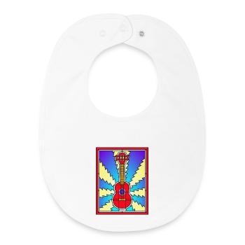 Stained Glass Acoustic Guitar - Baby Organic Bib - white - Front