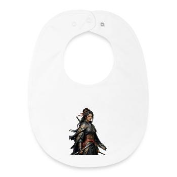 Black Samurai with Gold Patterns - Baby Organic Bib - white - Front