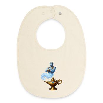 Blue Genie from Golden Lamp - Baby Organic Bib - soft Ecru - Front