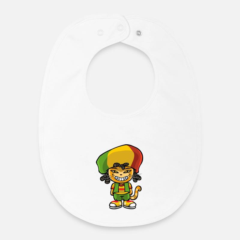 Reggae chat - Bavoir bébé bio - blanc