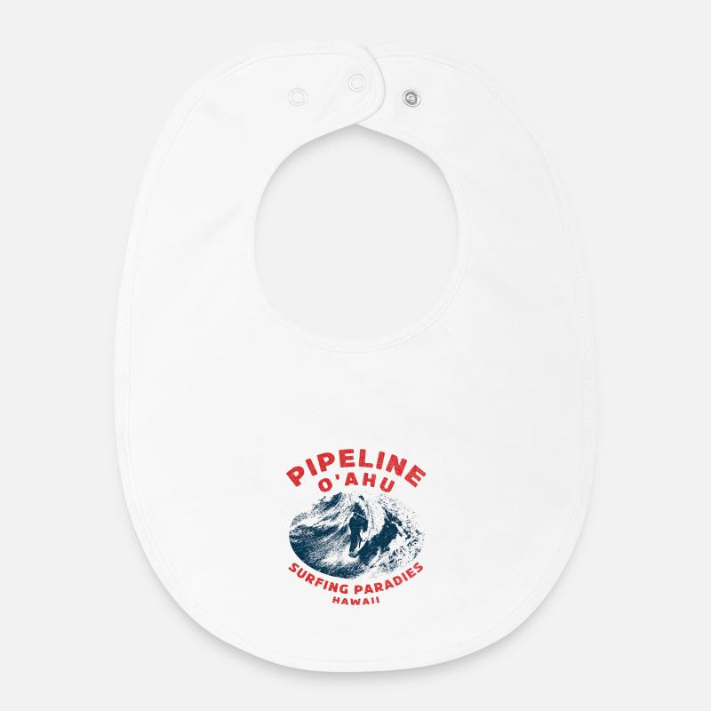 Paradis de surf Pipeline O’ahu - Bavoir bébé bio - blanc