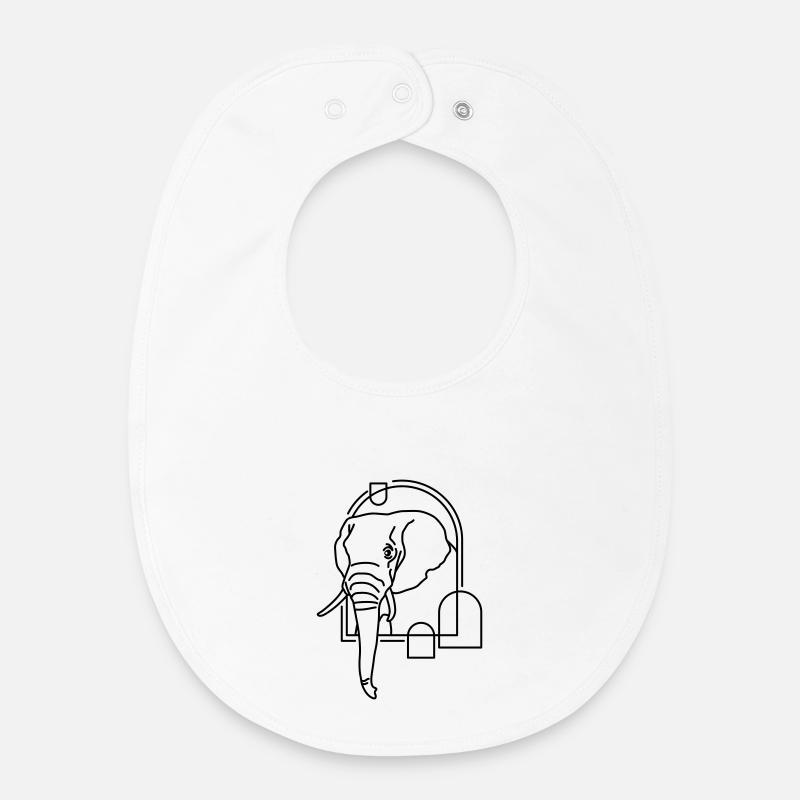 Éléphant en forme géométrique - Conception d’art au trait - Bavoir bébé bio - blanc