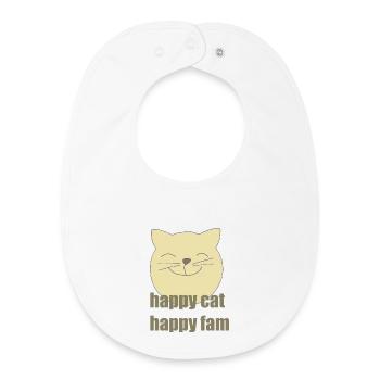 happy cat happy fam - Baby Organic Bib - white - Front