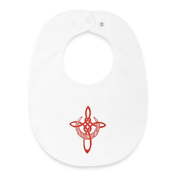 Red Lunar Cross - Baby Organic Bib - white - Front