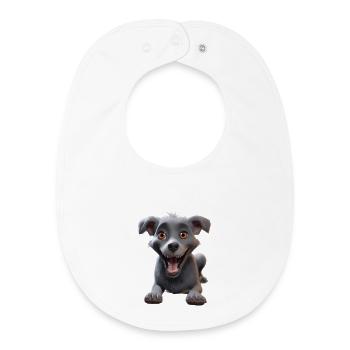 Grinning Grey Pup Adventure - Baby Organic Bib - white - Front