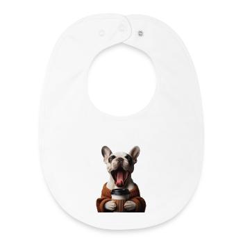 Eine müde Französische Bulldogge mit Kaffee - Baby Organic Lätzchen - Weiß - Vorne