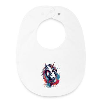 Impression d’art licorne colorée - Bavoir bébé bio - blanc - Devant