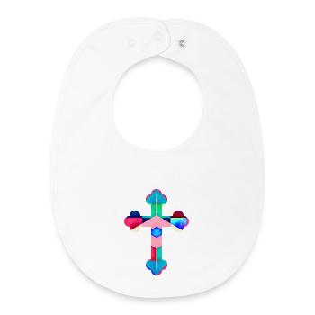T-shirt croix coloré Kreuz cross cruz croix - Bavoir bébé bio - blanc - Devant
