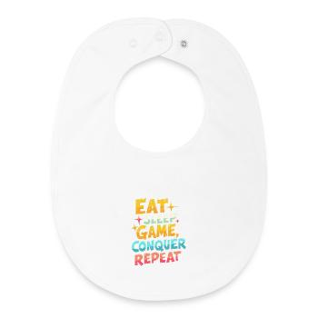 MANGER, DORMIR, JOUER, CONQUÉRIR, RÉPÉTER - Bavoir bébé bio - blanc - Devant