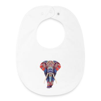 Elefant Mandala gehend frontal in bunter Optik - Baby Organic Lätzchen - Weiß - Vorne