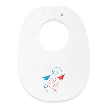 avion en papier - Bavoir bébé bio - blanc - Devant