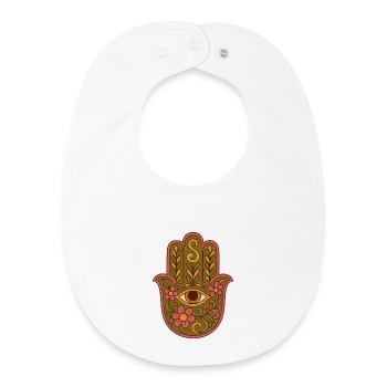 Hamsa Eye Floral Boho Kunstwerk - Baby Organic Lätzchen - Weiß - Vorne