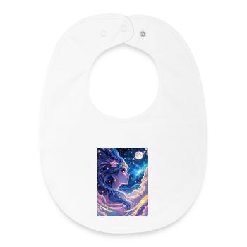 Fille dans la galaxie - Bavoir bébé bio - blanc - Devant