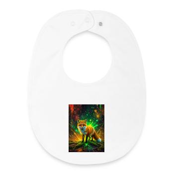 A glowing fox walks through waves of coral and eme - Baby Organic Bib - white - Front