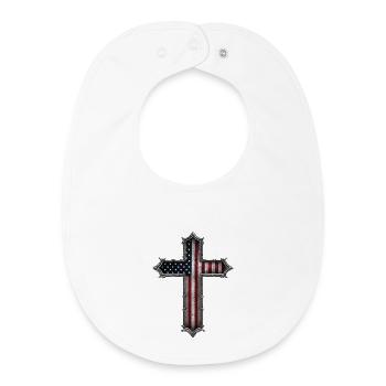 USA Cross Flag - Baby Organic Bib - white - Front