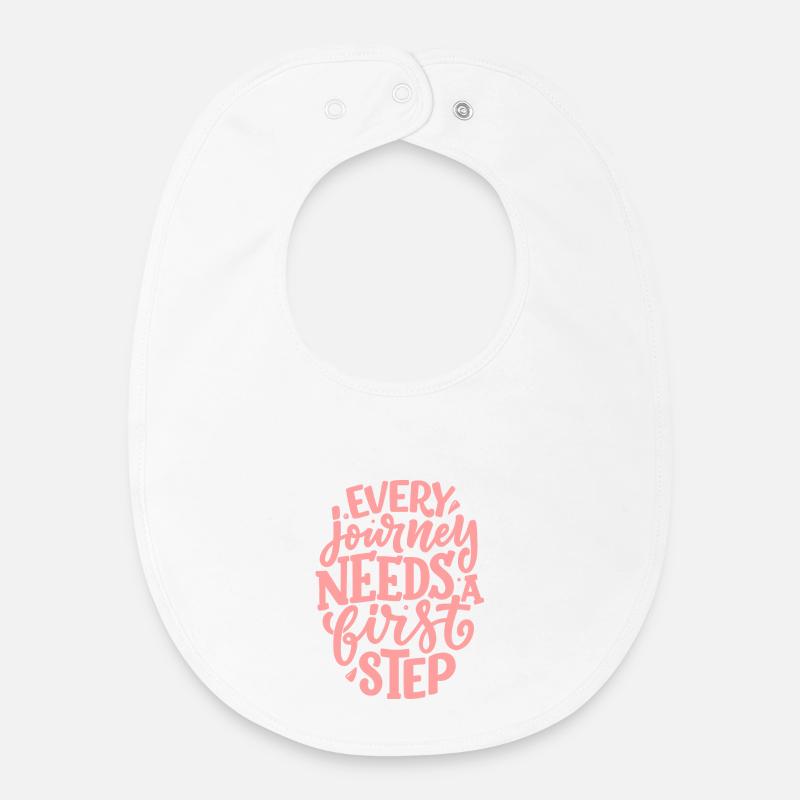 Every Journey Needs A First Step - Baby Organic Bib - white