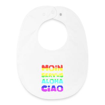 Rainbow lettering Aloha Ciao - Baby Organic Bib - white - Front