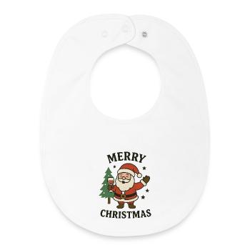 Fröhlicher Santa mit Baum und Glitzer - Baby Organic Lätzchen - Weiß - Vorne