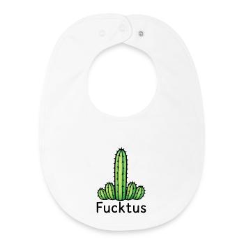 Lustige Kaktus-Wortspiel-Illustration – "Fucktus" - Baby Organic Lätzchen - Weiß - Vorne