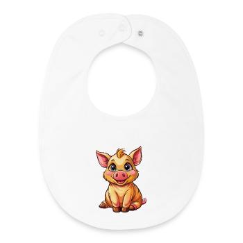 Sitting pig - Baby Organic Bib - white - Front