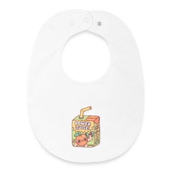 Lustige orangefarbene Züge mit Kurzhanteln Power Juice Box - Baby Organic Lätzchen - Weiß - Vorne