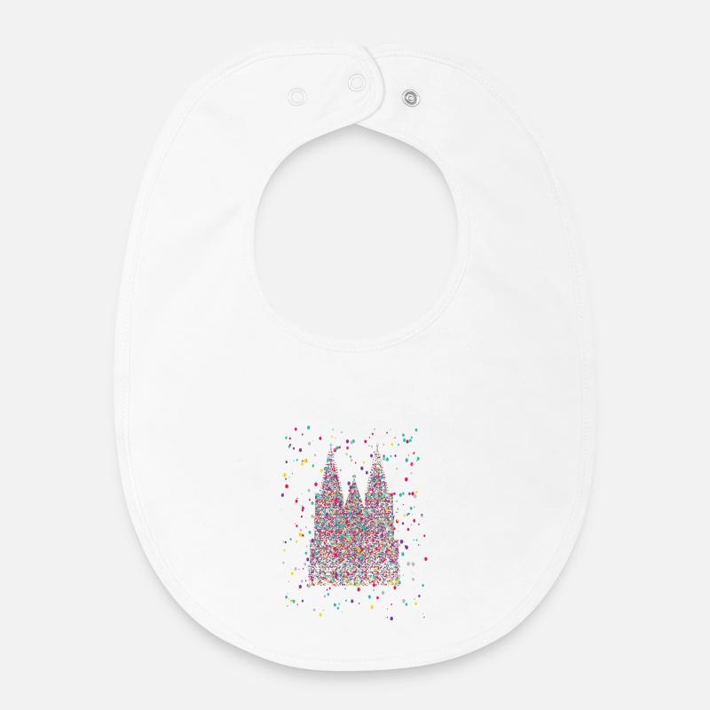 Cathédrale de Cologne Carnaval Carnaval Costume de confettis - Bavoir bébé bio - blanc