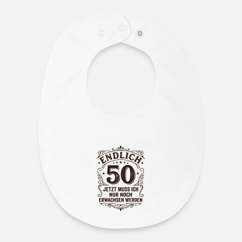 Finally 50th birthday - only growing up - Baby Organic Bib - white