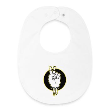 Bone Fingers Victory Sign - Baby Organic Bib - white - Front