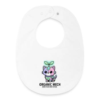 Kawaii Biopunk Robot Kitten Sprout Art - Baby Organic Bib - white - Front