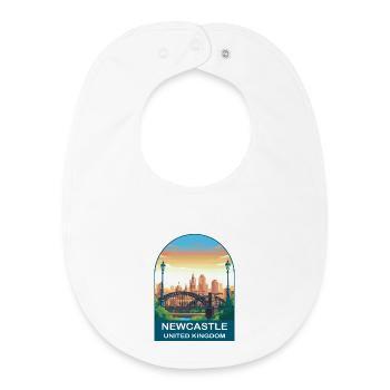 Newcastle Skyline UK Tyne Bridge Illustration - Baby Organic Bib - white - Front