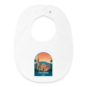 Catania Italy Vintage Travel Poster Art - Baby Organic Bib - white - Front
