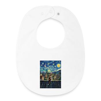 Art du chat Van Gogh du village de la Nuit étoilée - Bavoir bébé bio - blanc - Devant