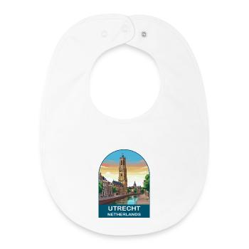 Utrecht Néerlandais Tour Dom Art de voyage vintage - Bavoir bébé bio - blanc - Devant