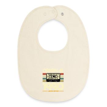Original 1990 Retro Cassette Edition - Baby Organic Bib - soft Ecru - Front