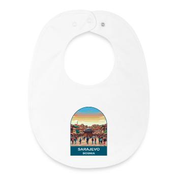 Sarajevo Bosnia Vintage Travel Poster Art - Baby Organic Bib - white - Front