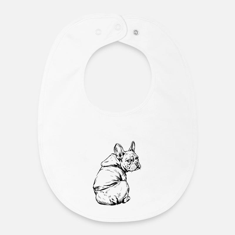 Bouledogue français Pull câlin - Bavoir bébé bio - blanc