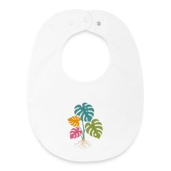 Colorful Monstera Leaves with Roots Tropical - Baby Organic Bib - white - Front