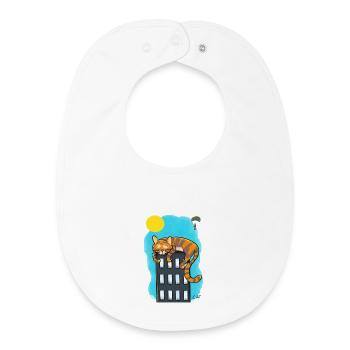 Cat over skyscrapers - Baby Organic Bib - white - Front