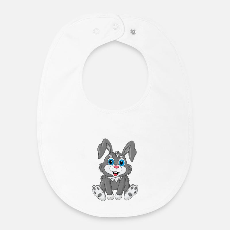 Doux Lapin Yeux Bleus - Bavoir bébé bio - blanc