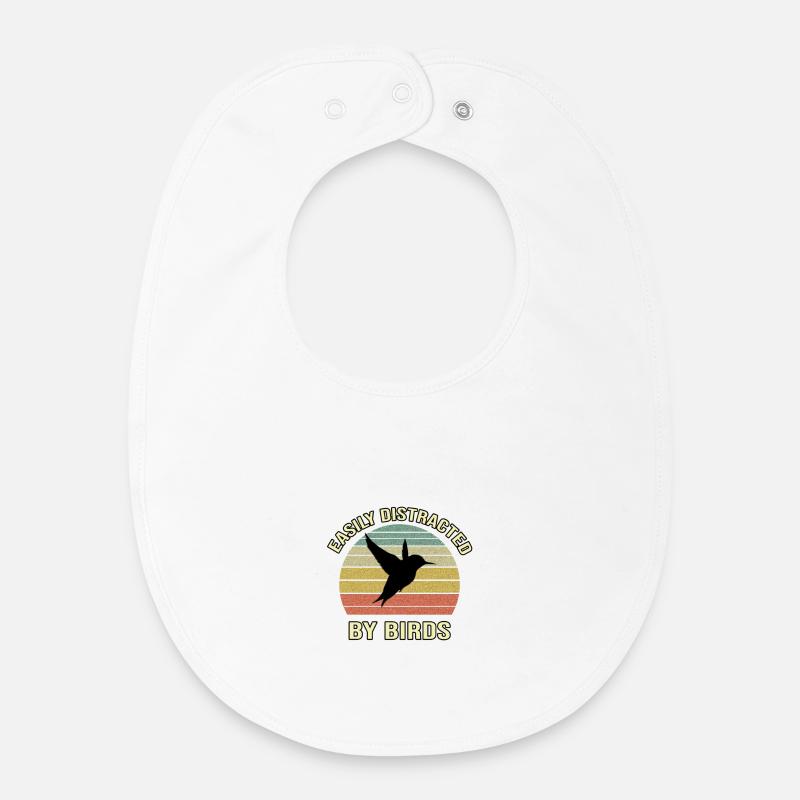 Easily Distracted By Birds - Baby Organic Bib - white