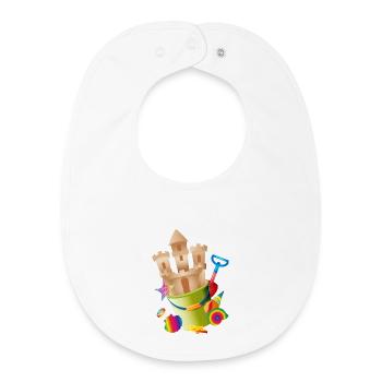 A sandcastle in a bucket awakens holiday feelings - Baby Organic Bib - white - Front
