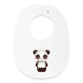 niedlicher Panda mit rosa Wangen im Comic Stil - Baby Organic Lätzchen - Weiß - Vorne