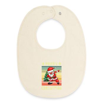 Dabbing Santa Claus Weihnachtsmann - Bavoir bébé bio - écru doux - Devant